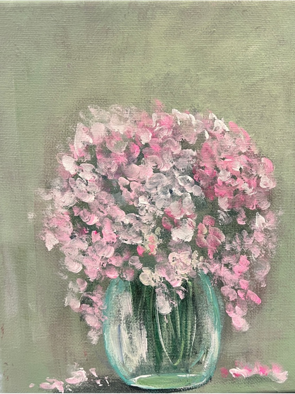 Original hand painted pink flowers for mom mothers day gift painting